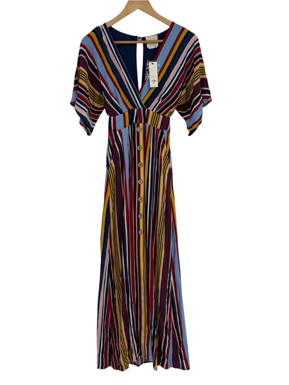 Harper Heritage NWT Striped Colorful Maxi Dress Size XS Belted Pockets Bright